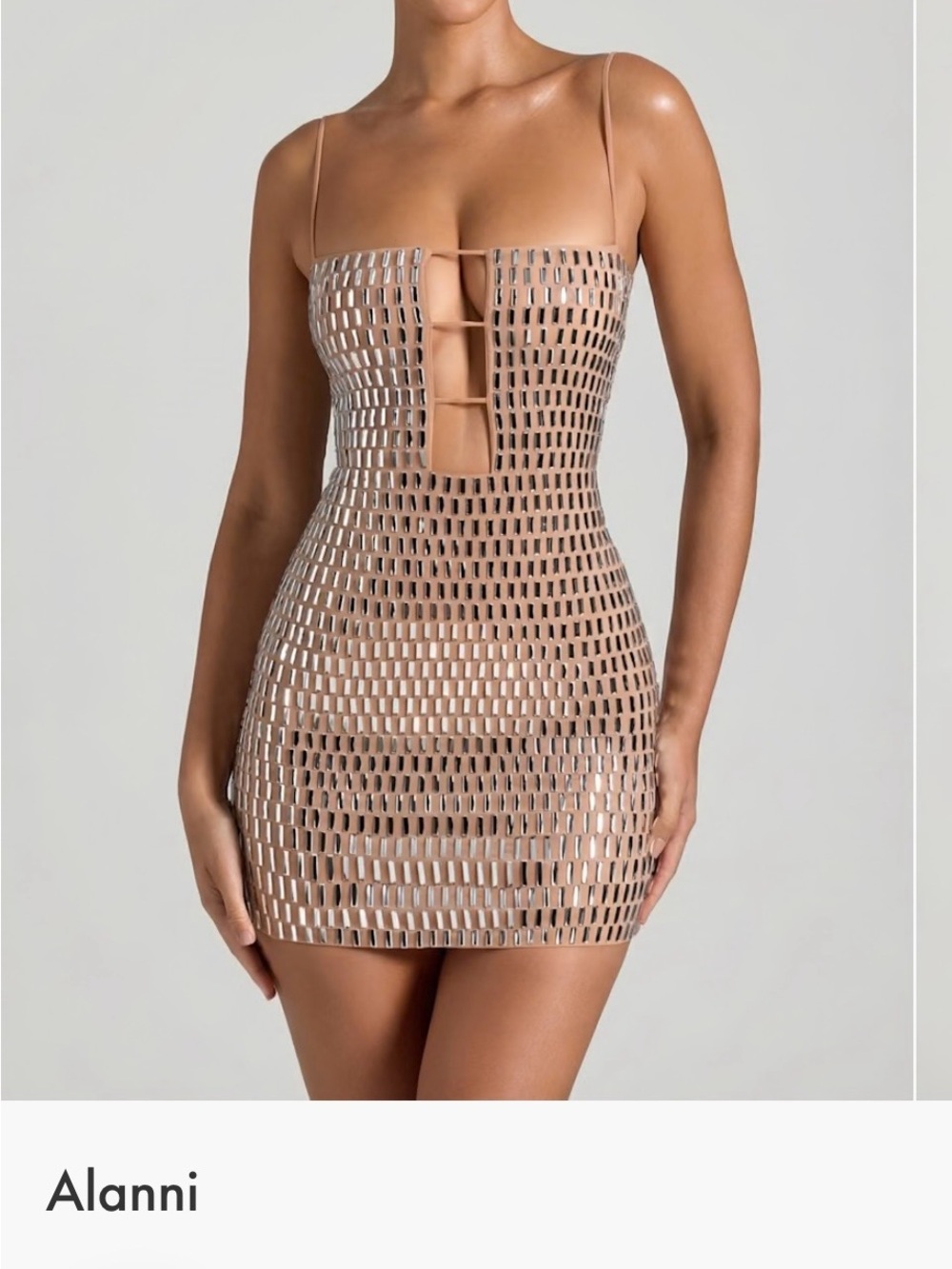 Oh Polly Nude Cutout Mini Dress